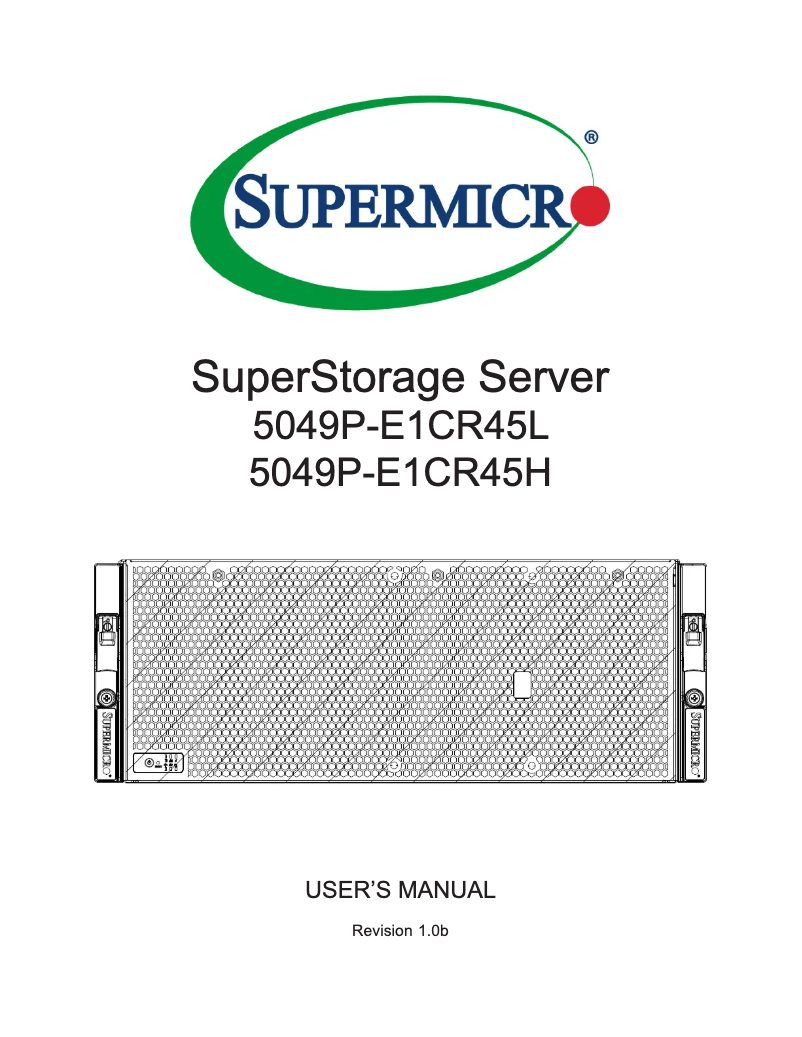 Page 1 of the manual User Manual Supermicro SuperStorage 5049P-E1CR45H