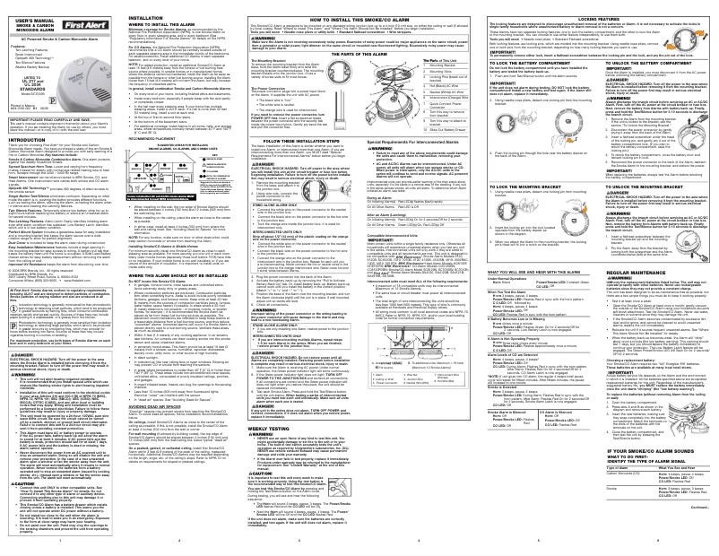 Page 1 of the manual User Manual First Alert SC7010B