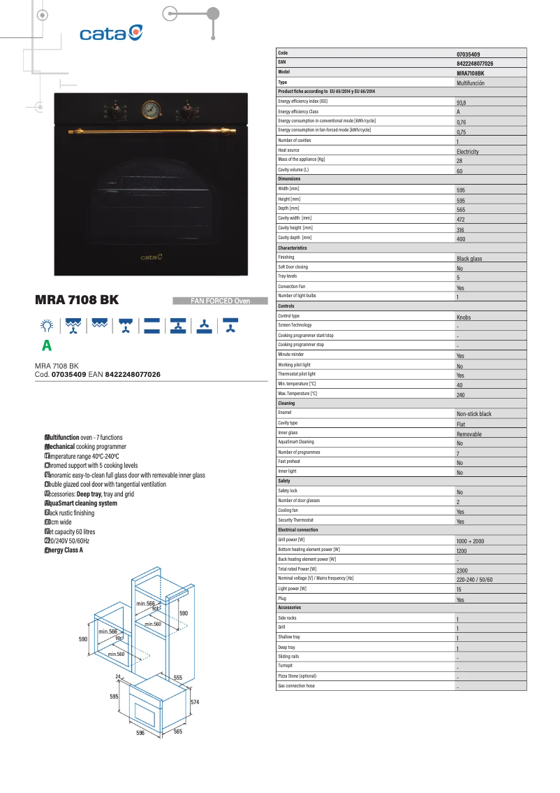 First page image of the manual for MRA 7108 BK