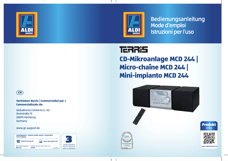 Page 1 of the manual User Manual Terris MCD 244