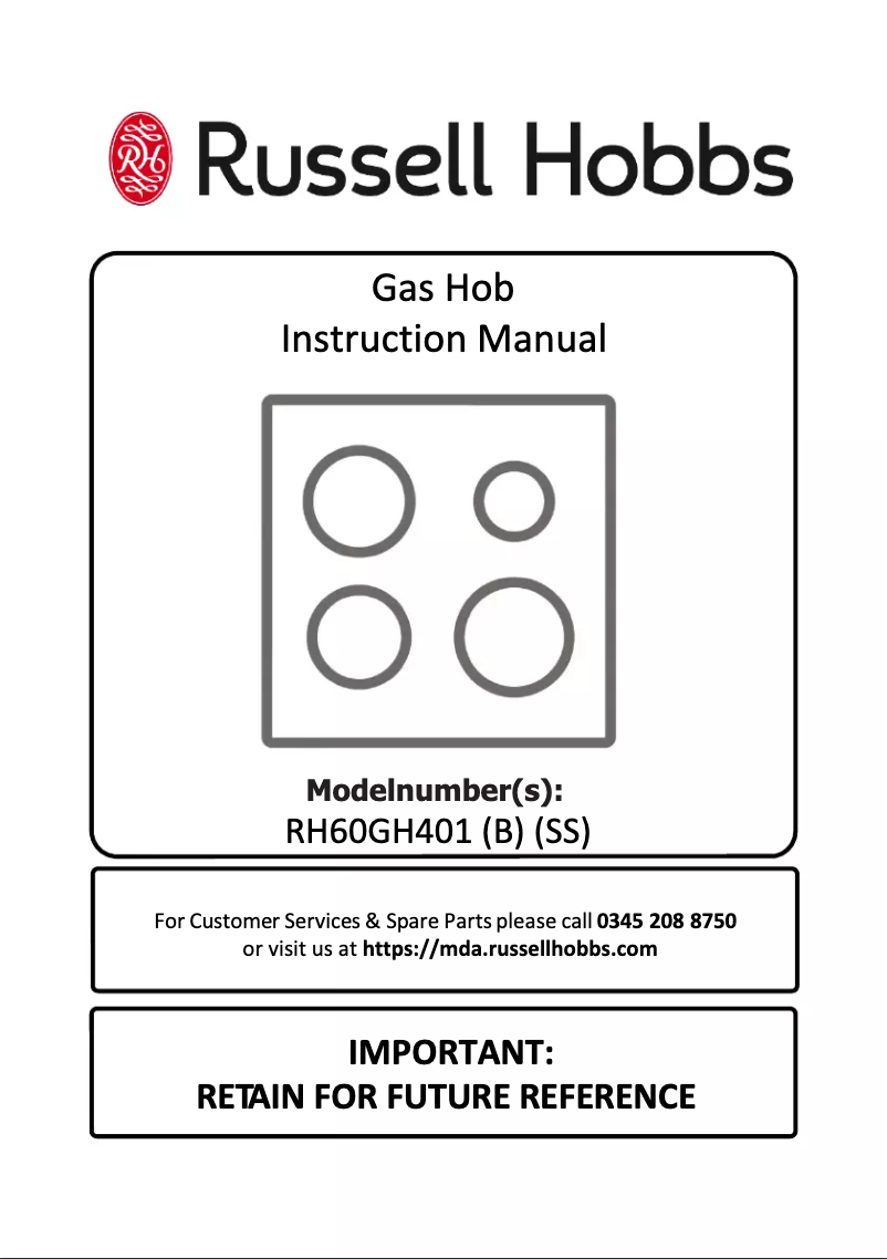 First page image of the manual for RH60GH401B