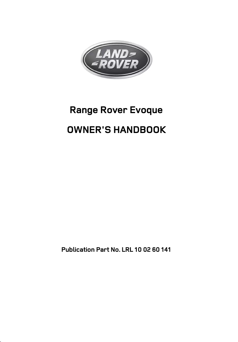Page 1 of the manual User Manual Land Rover Range Rover Evoque (2014)