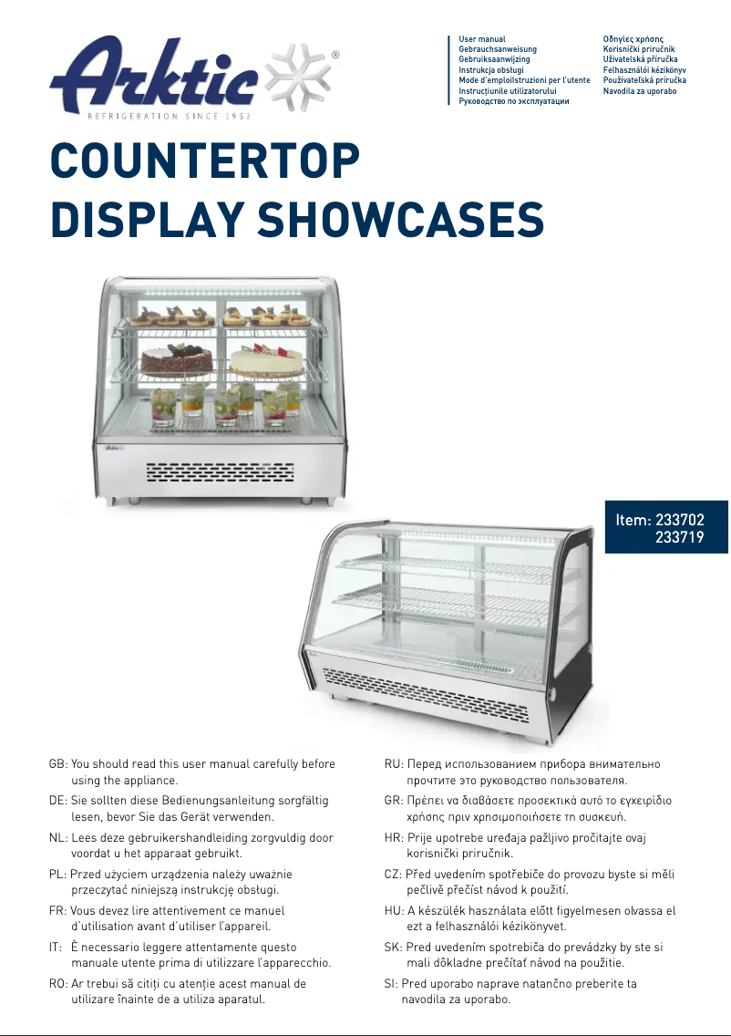 Page 1 of the manual User Manual Arktic 233719