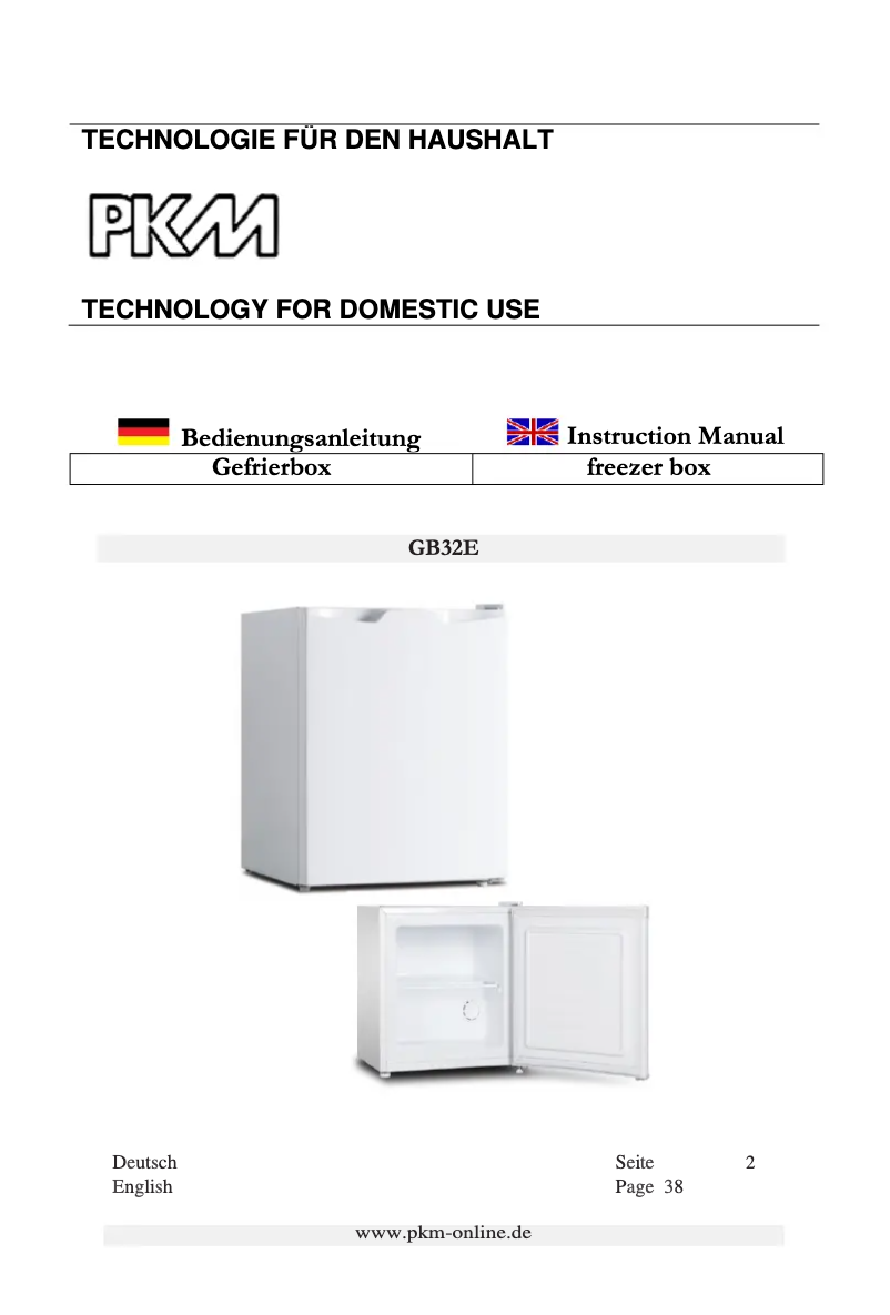 First page image of the manual for GB32 E