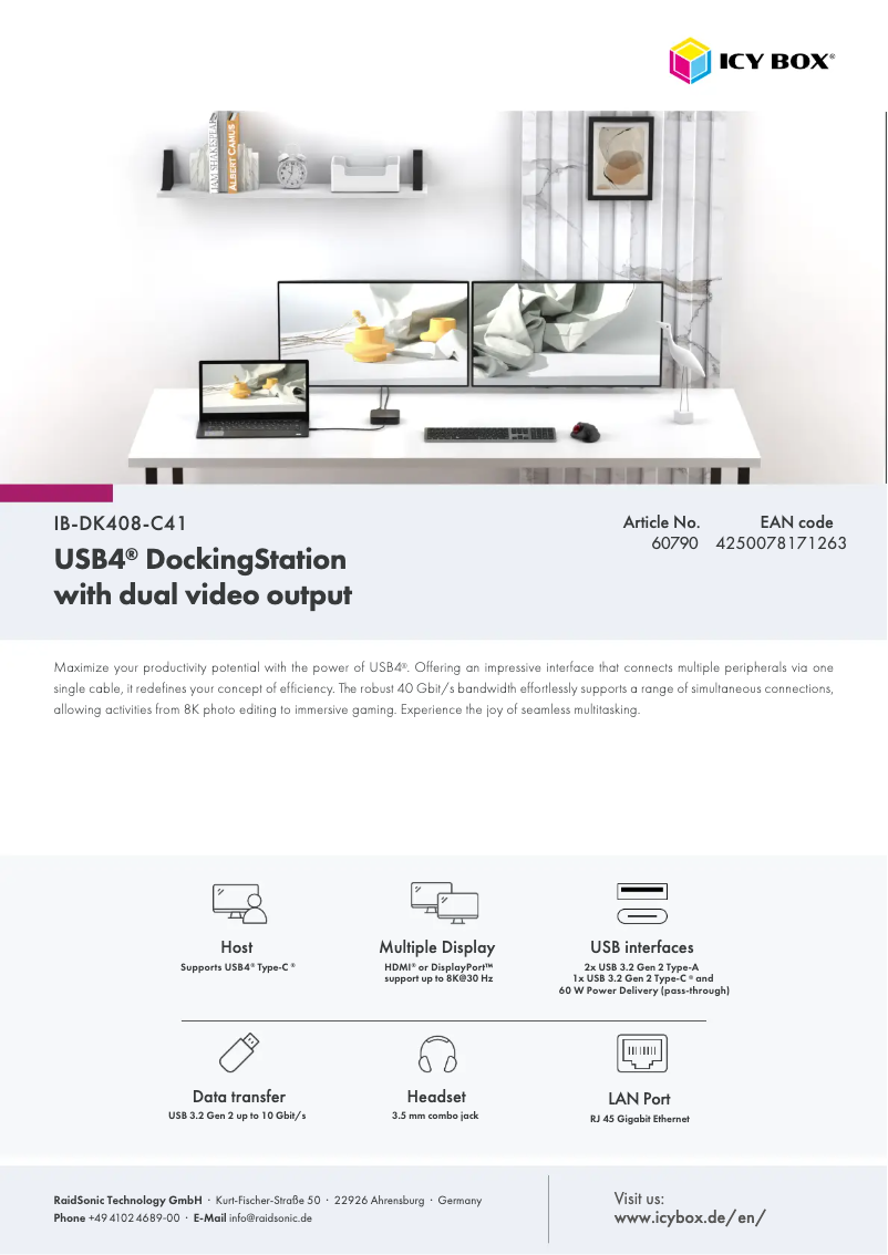 Page 1 of the manual Technical Sheet Icy Box IB-DK408-C41