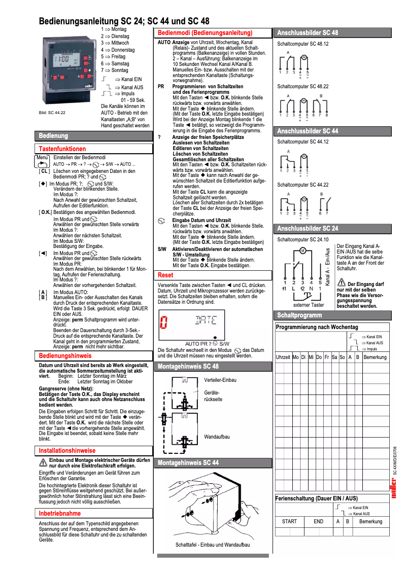 First page image of the manual for SC 44