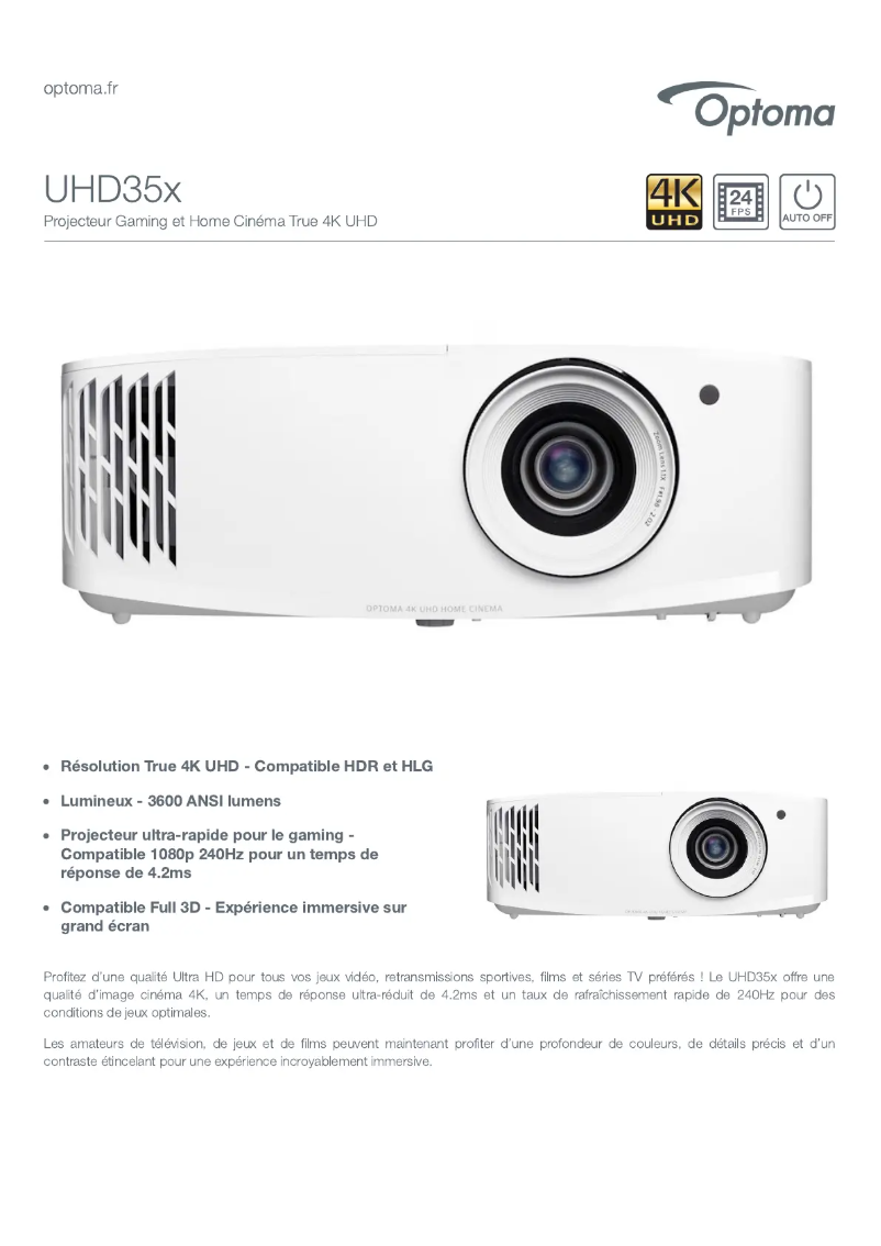 First page image of the manual for UHD35x