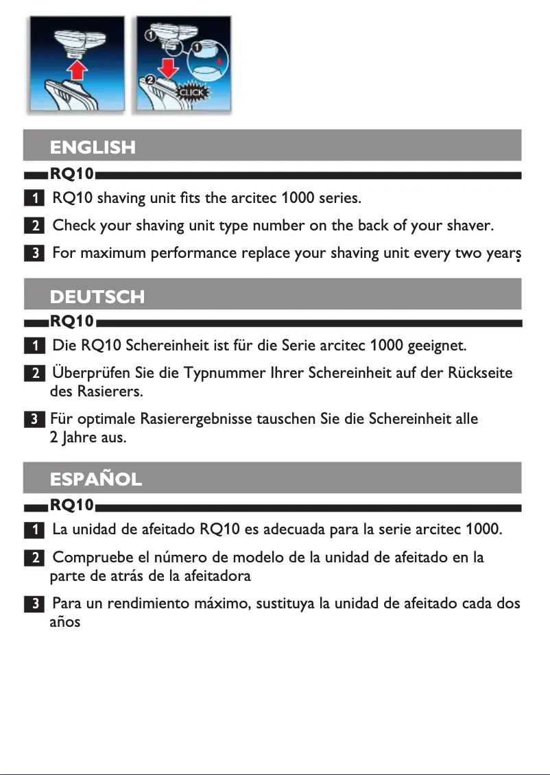 Page 1 of the manual User Manual Philips RQ10