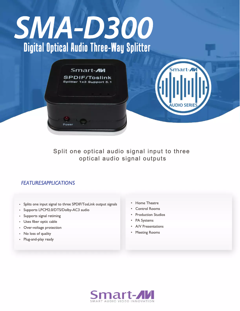 First page image of the manual for SMA-D300