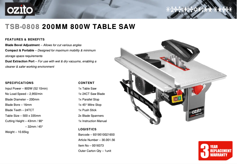 First page image of the manual for TSB-0808