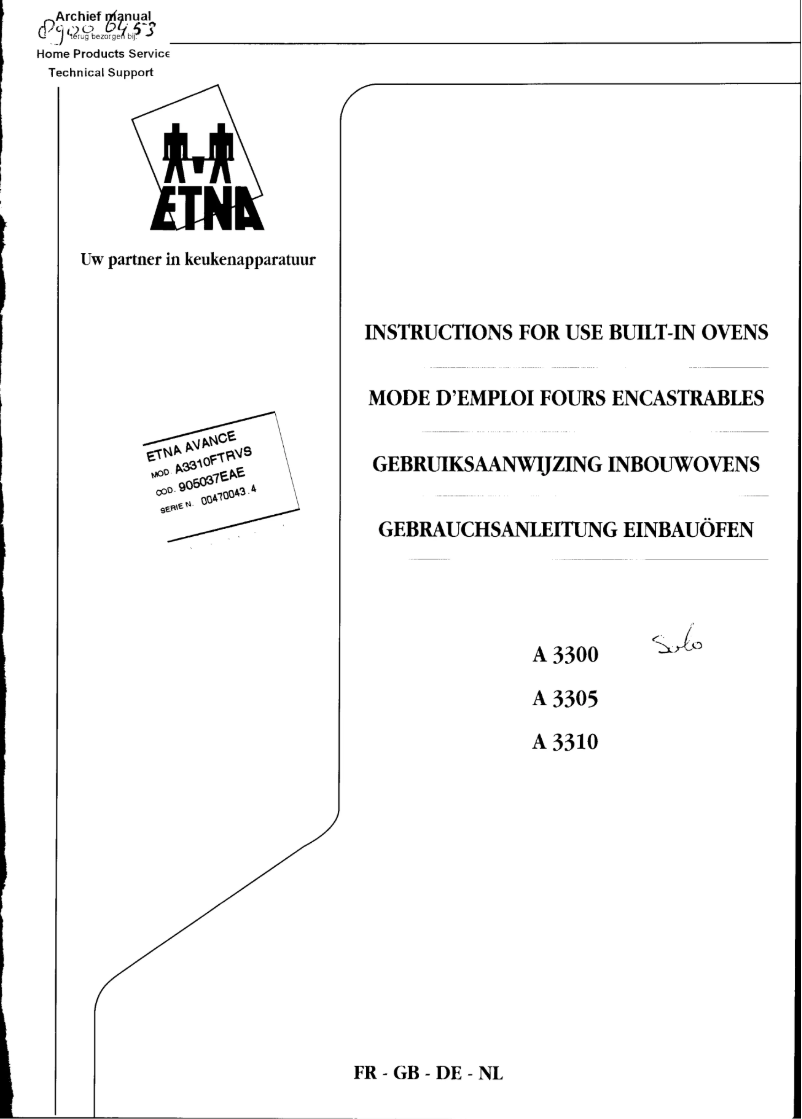 First page image of the manual for A3300