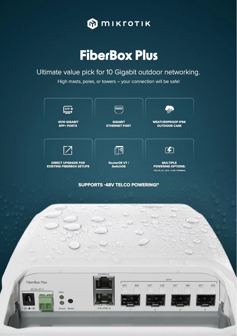 Page 1 of the manual Brochure Mikrotik FiberBox Plus