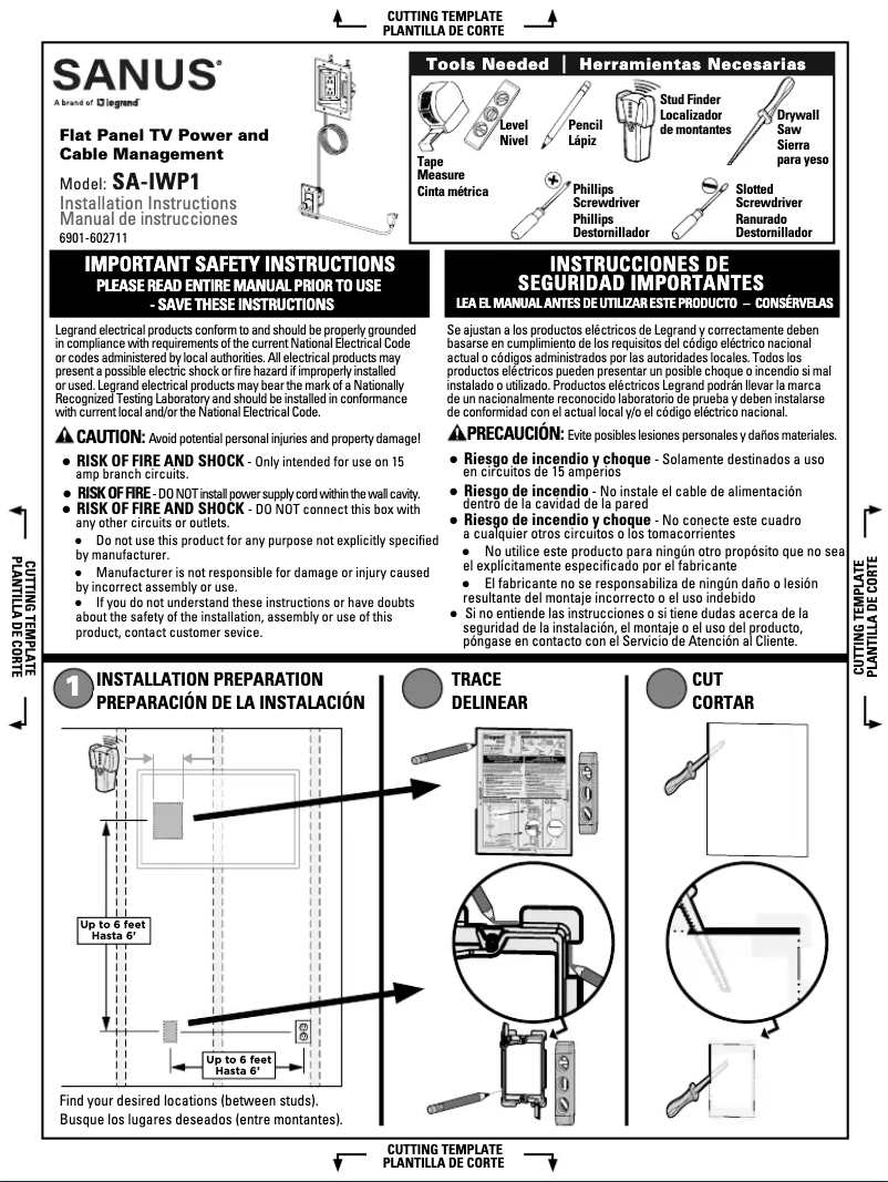 First page image of the manual for SA-IWP1