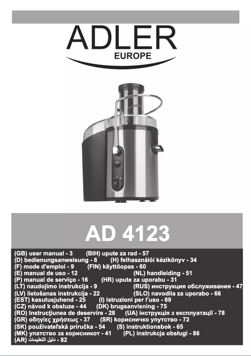 Page 1 of the manual User Manual Adler AD 4123