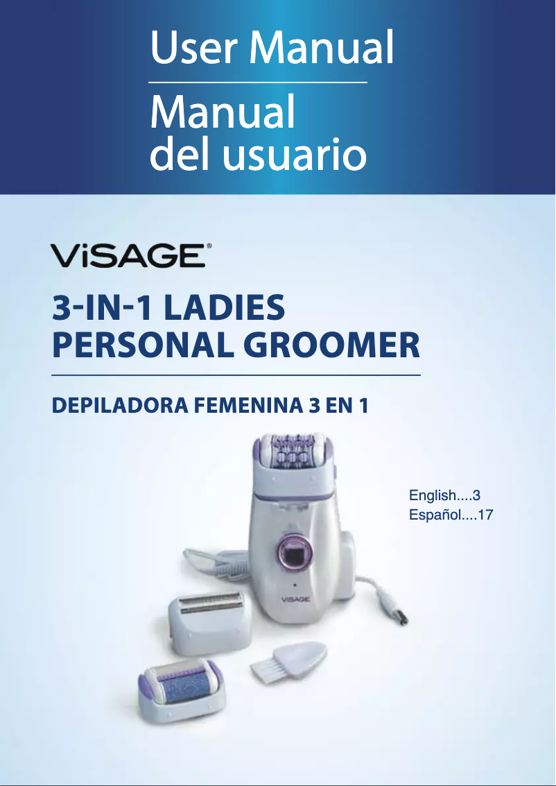Page 1 of the manual User Manual Visage 3 in 1 Ladies Personal Groomer 50059