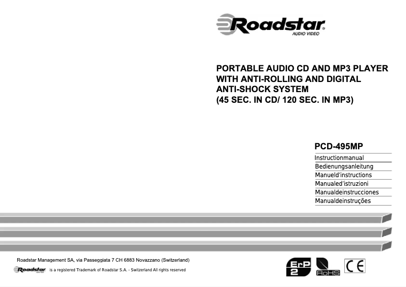 Page 1 of the manual User Manual Roadstar PCD-495MP