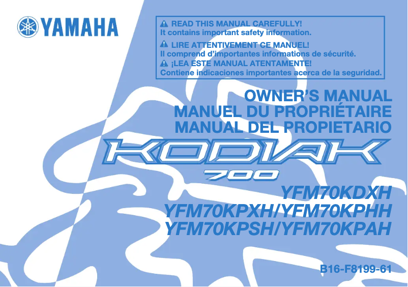 First page image of the manual for Kodiak 700 (2017)