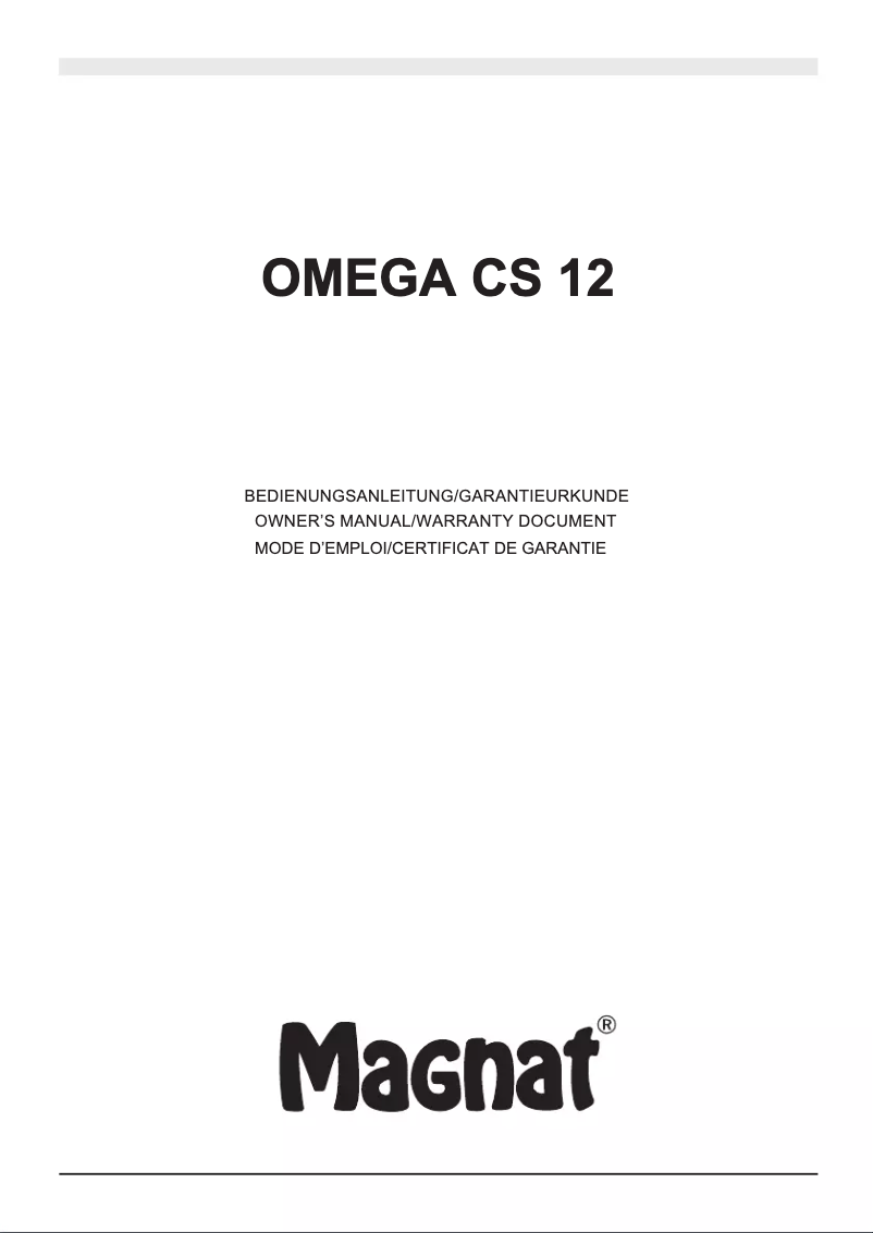 Page 1 of the manual User Manual Magnat Omega CS 12