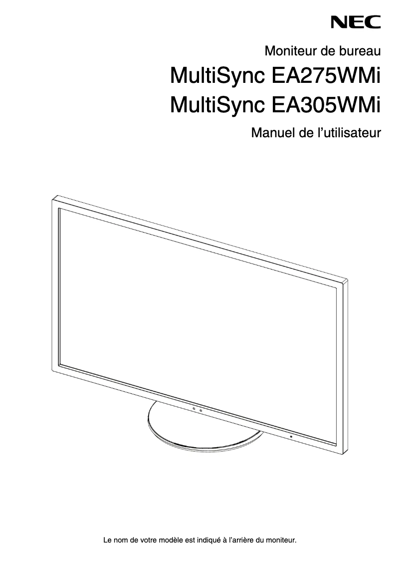 First page image of the manual for MultiSync EA305WMi