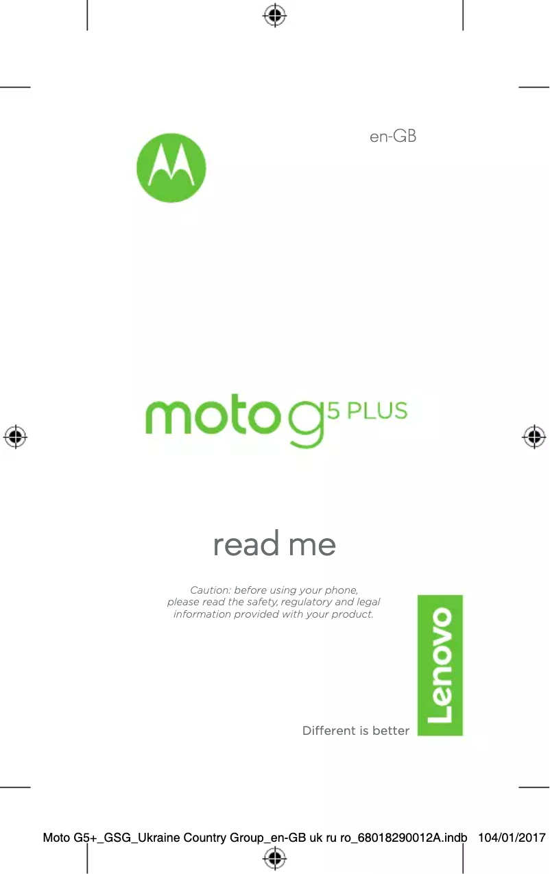 First page image of the manual for Moto G5 Plus
