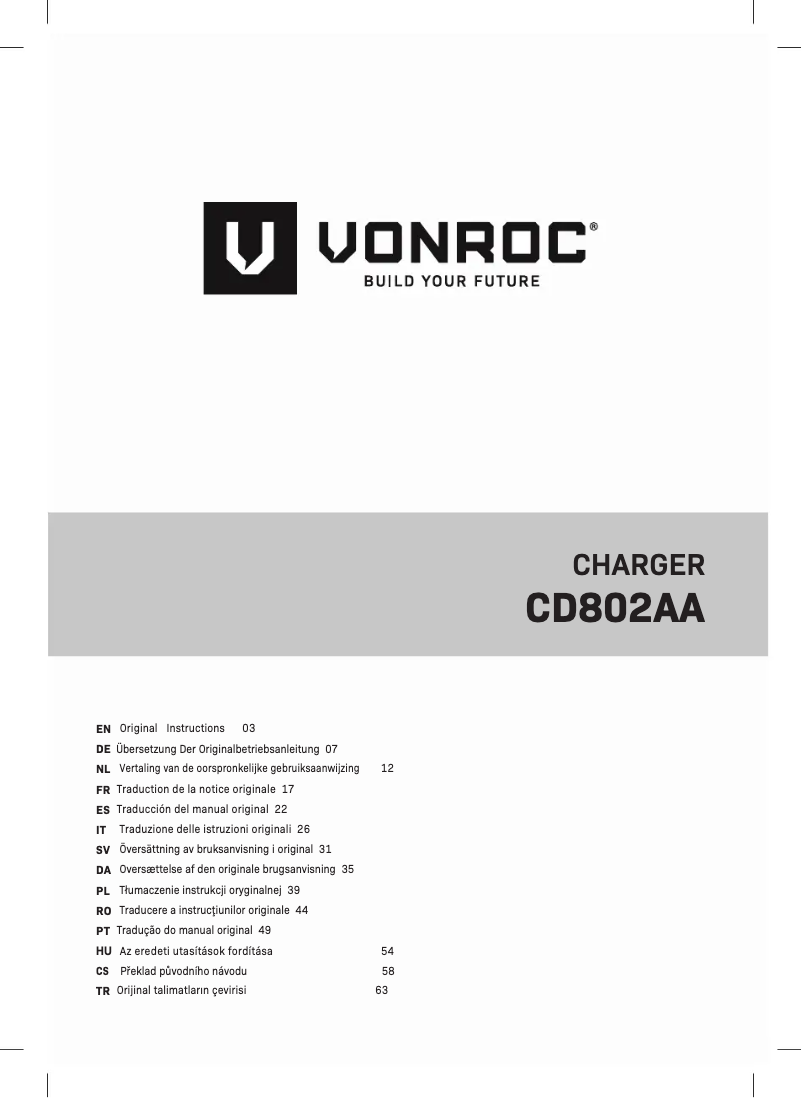 First page image of the manual for CD802AA