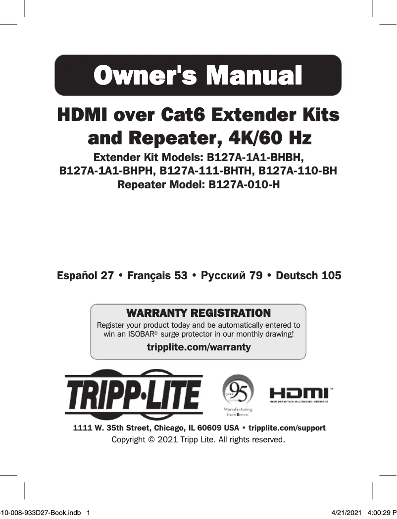 First page image of the manual for B127A-010-H