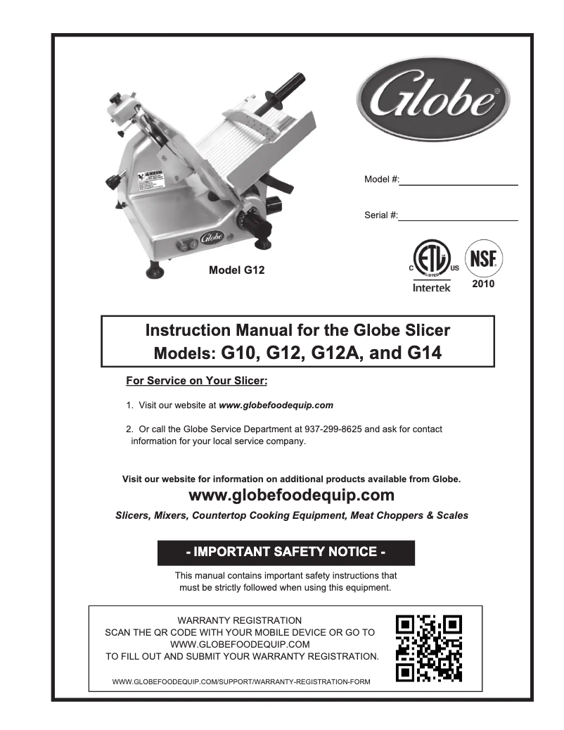 First page image of the manual for G12A