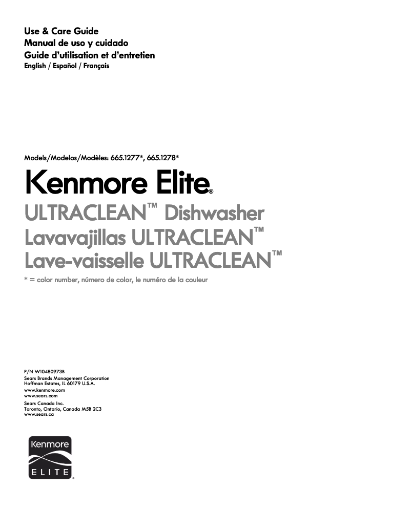 Page 1 of the manual User Manual Kenmore 665.12773 Elite