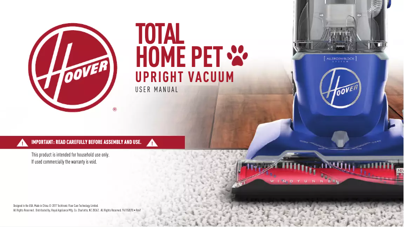 Page 1 of the manual User Manual Hoover Total Home Pet UH74100