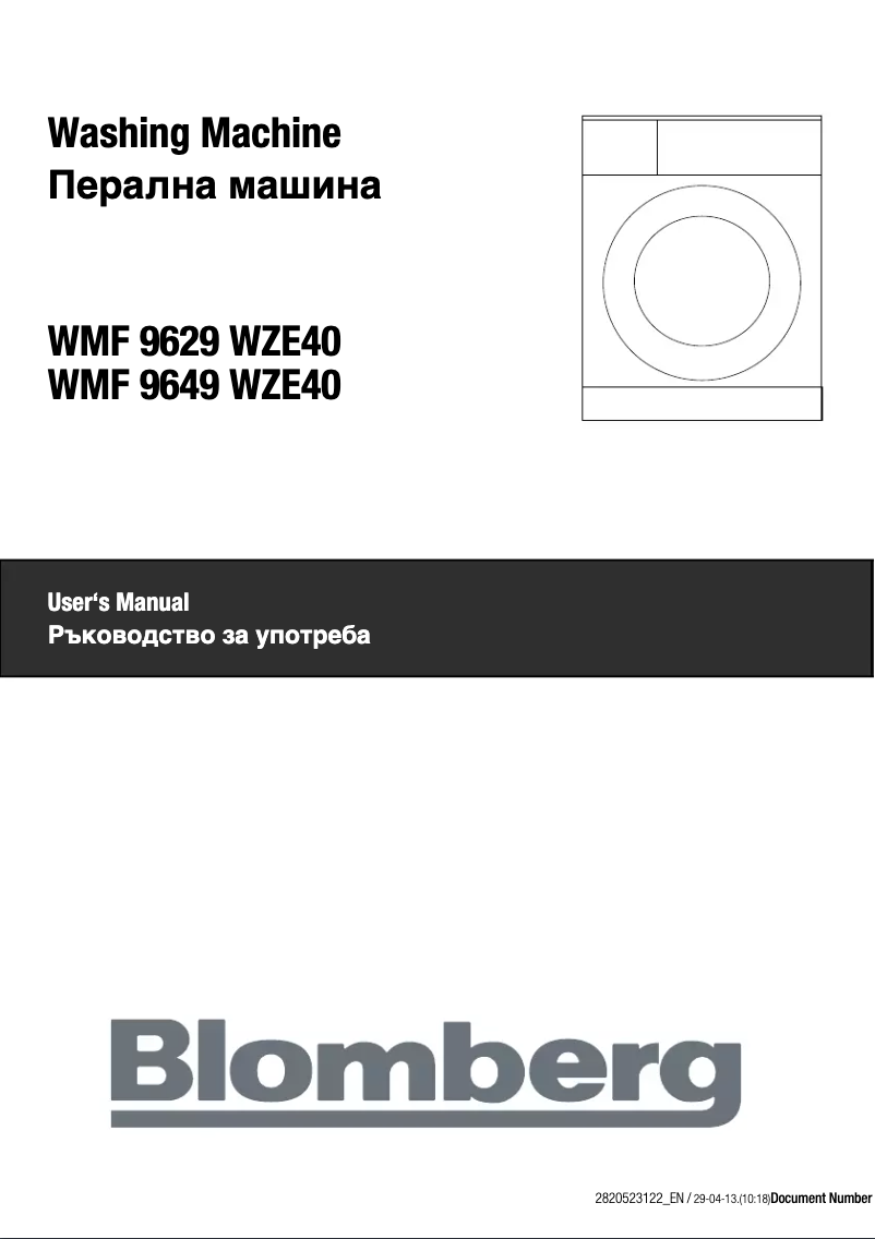 Page 1 of the manual User Manual Blomberg WMF 9629 WZE40