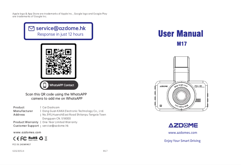 Page 1 of the manual User Manual AZDome M17