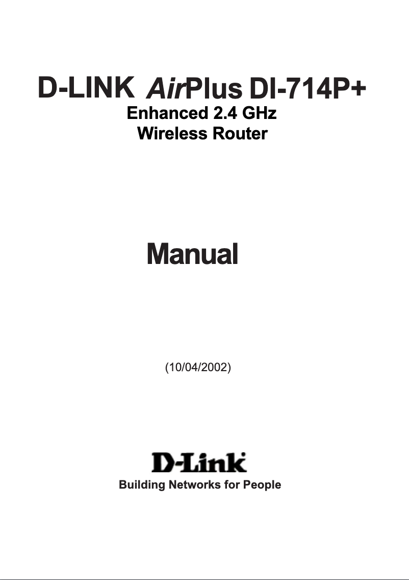 First page image of the manual for DI-714P+