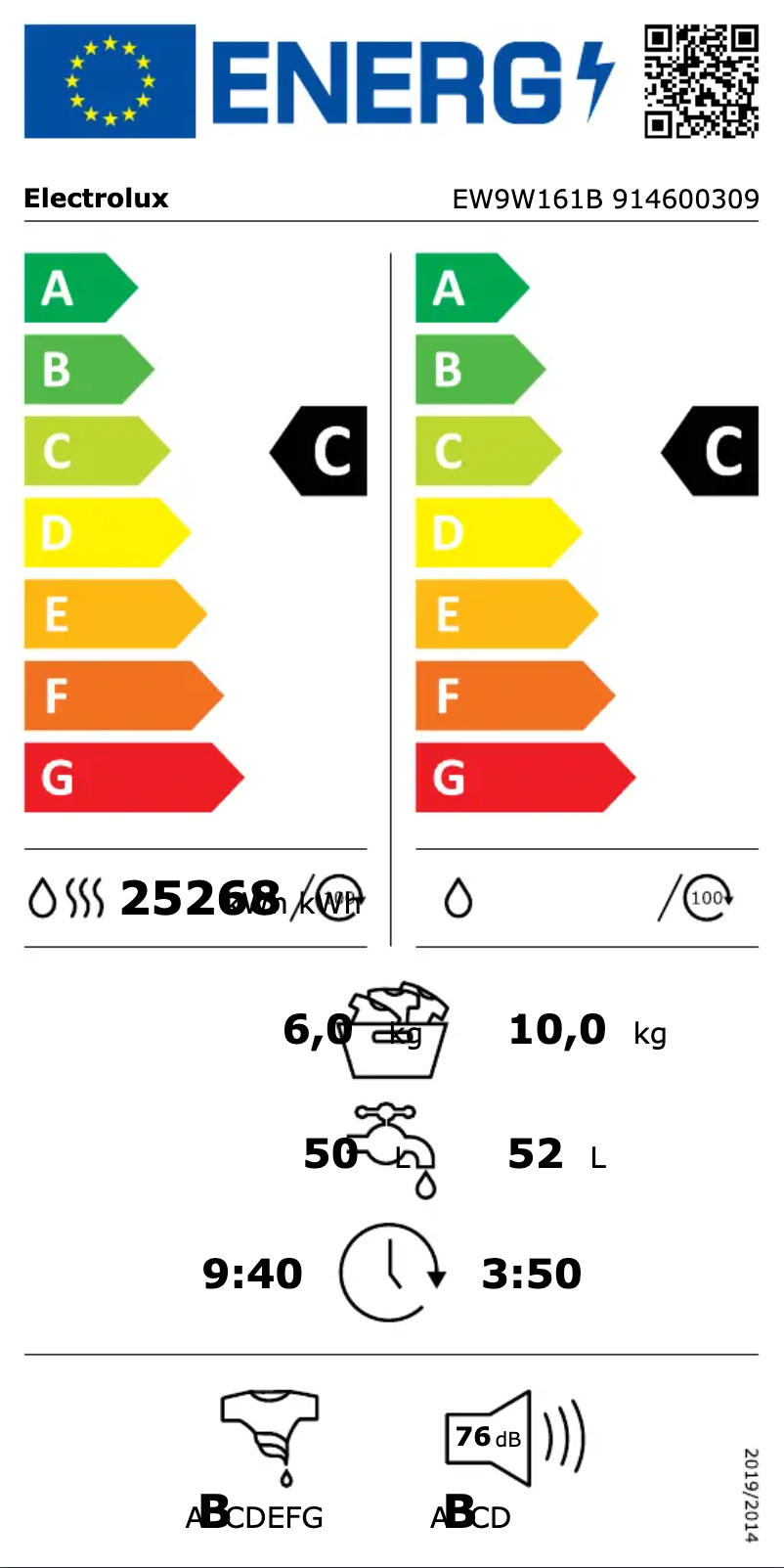 First page image of the manual for EW9W161B