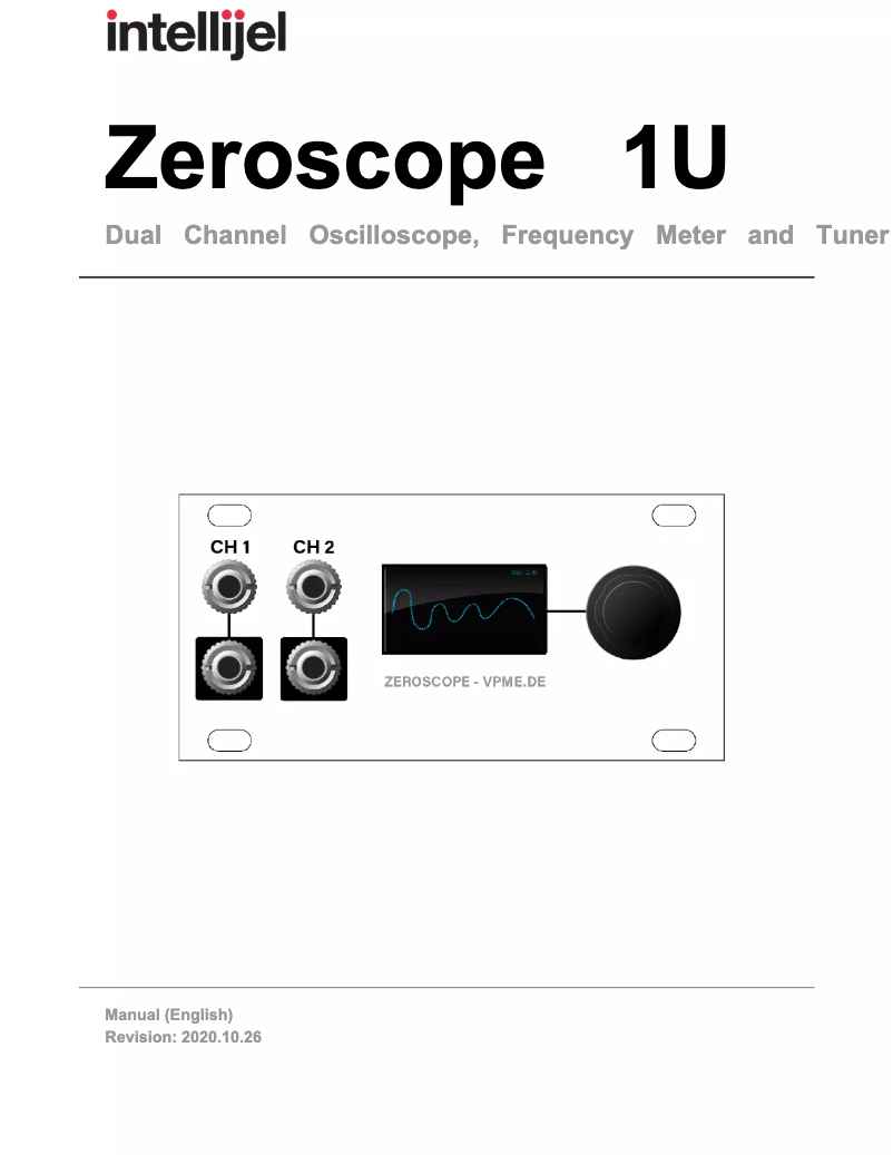 First page image of the manual for Zeroscope 1U