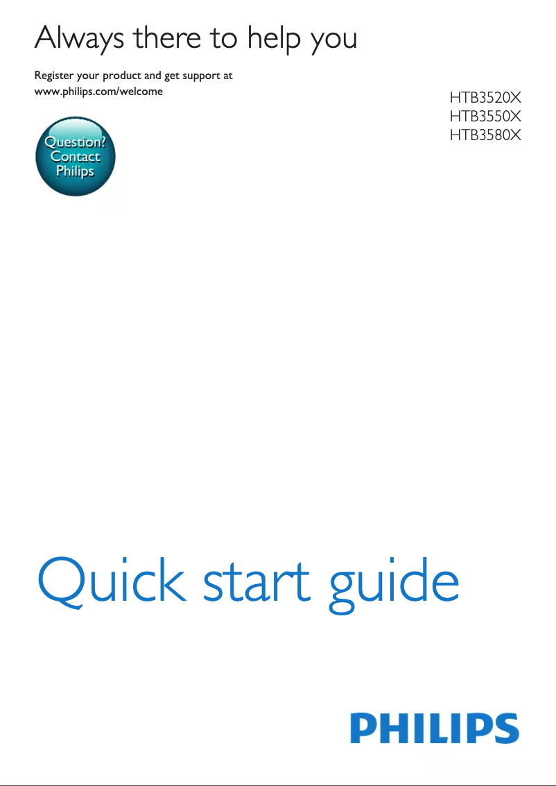 Page 1 of the manual Quick Start Guide Philips HTB3520X