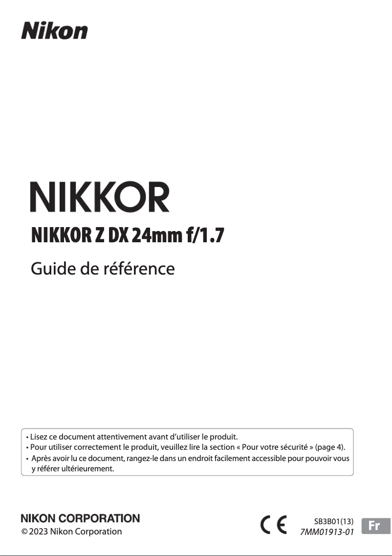 First page image of the manual for NIKKOR Z DX 24mm f/1.7