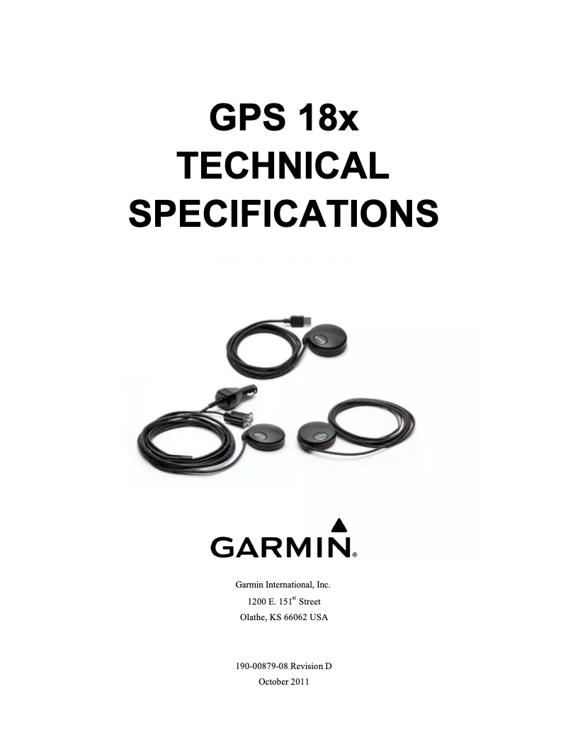 Page 1 of the manual Technical Sheet Garmin GPS 18x PC