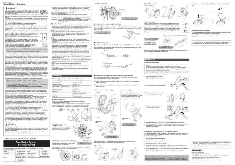 Page 1 of the manual User Manual Shimano BR-M446