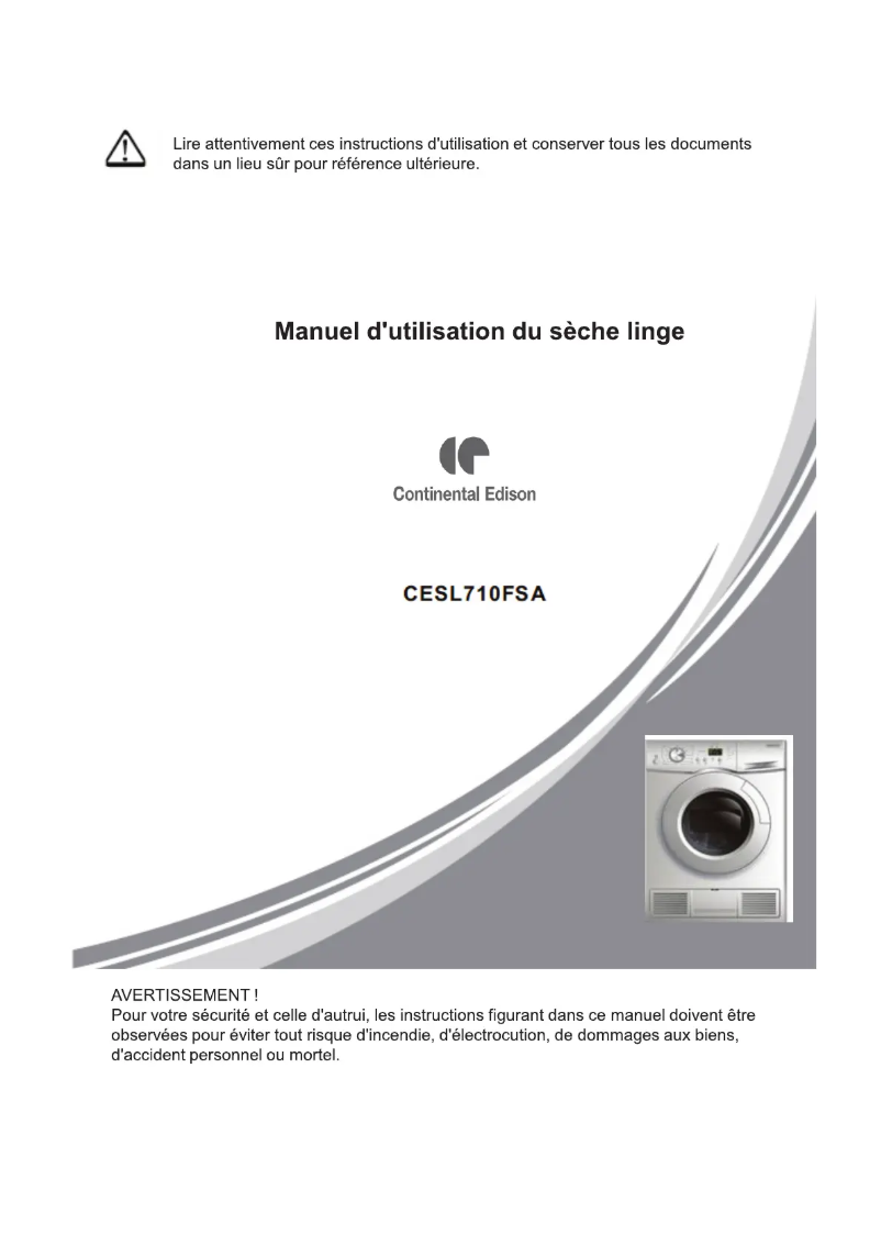 Page 1 of the manual User Manual Continental Edison CESL710FSA