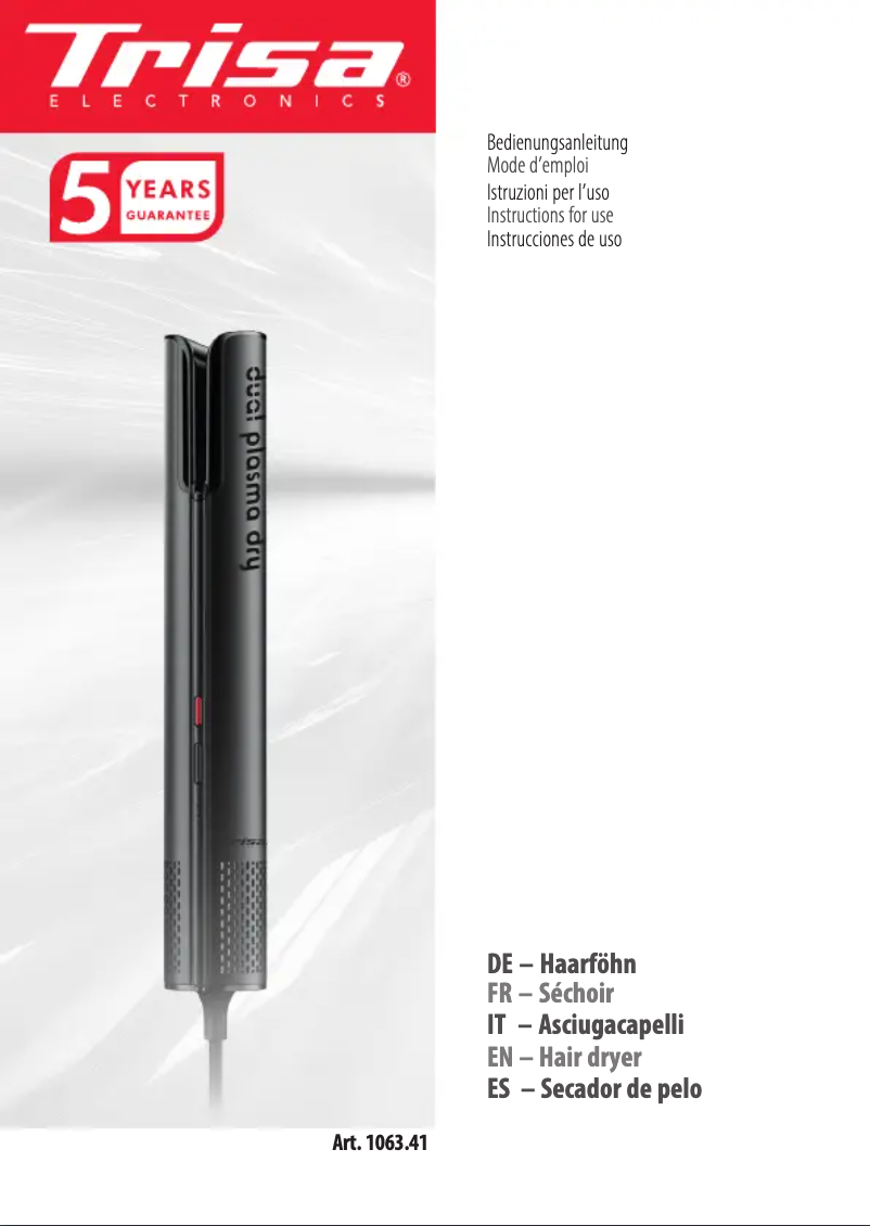 Page 1 of the manual User Manual Trisa Dual Plasma Dry 1063.42