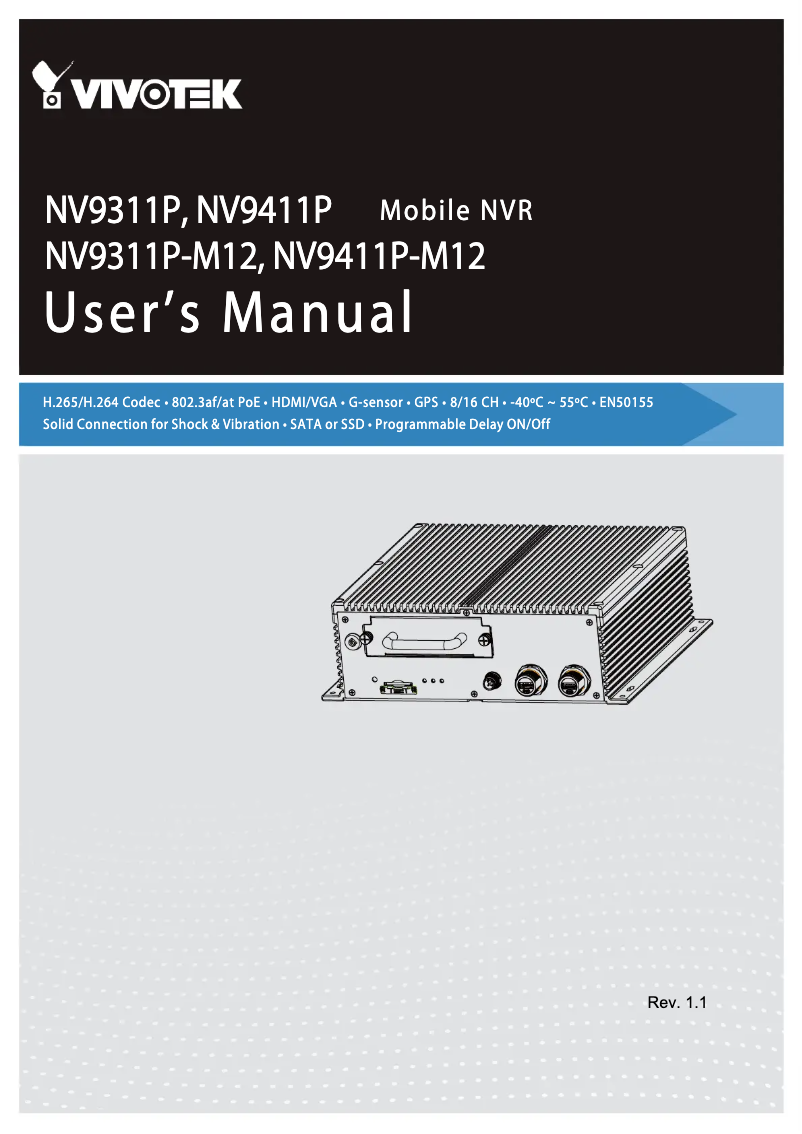 First page image of the manual for NV9411P
