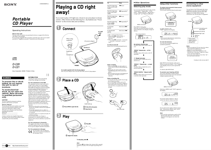 First page image of the manual for D-C20