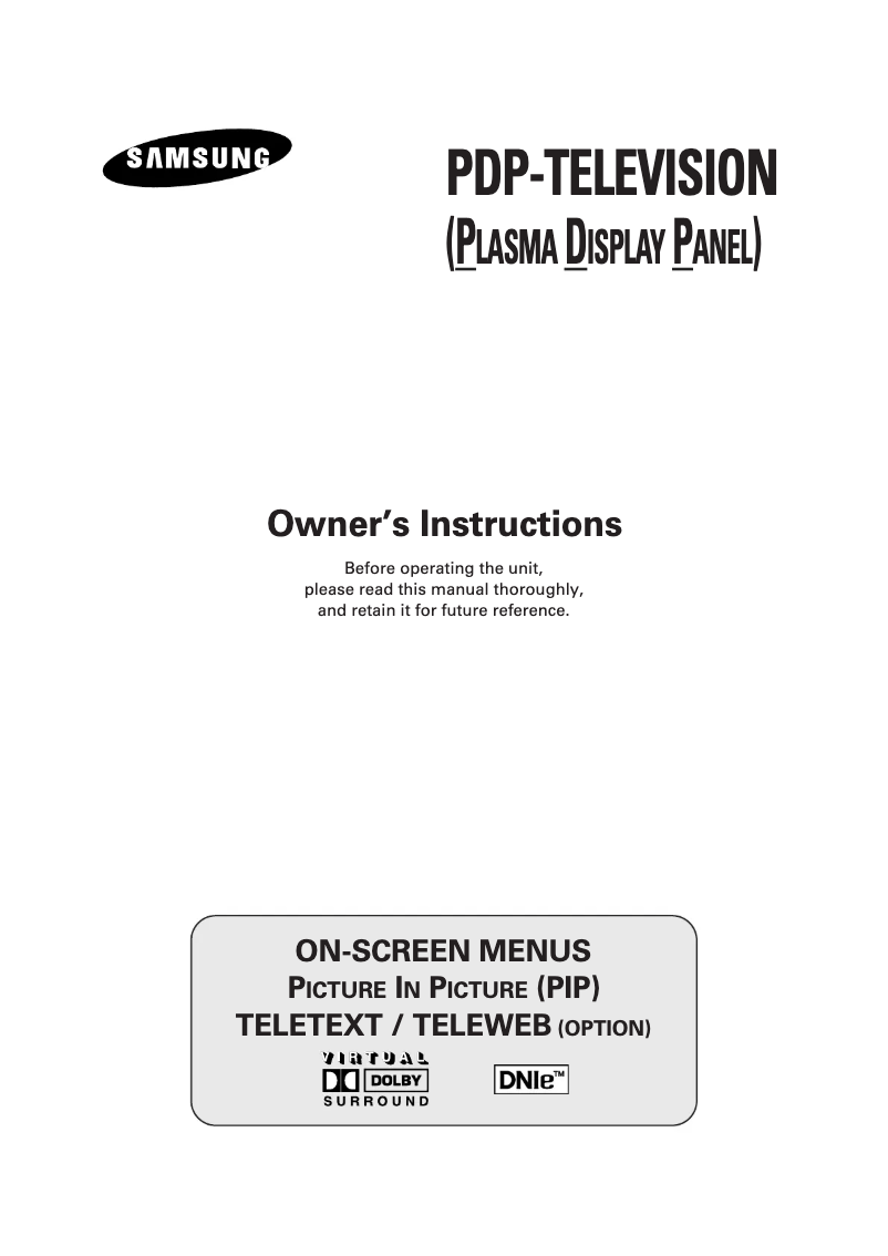 Page 1 of the manual User Manual Samsung PS-42P3S