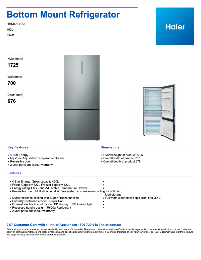 First page image of the manual for HBM450SA1