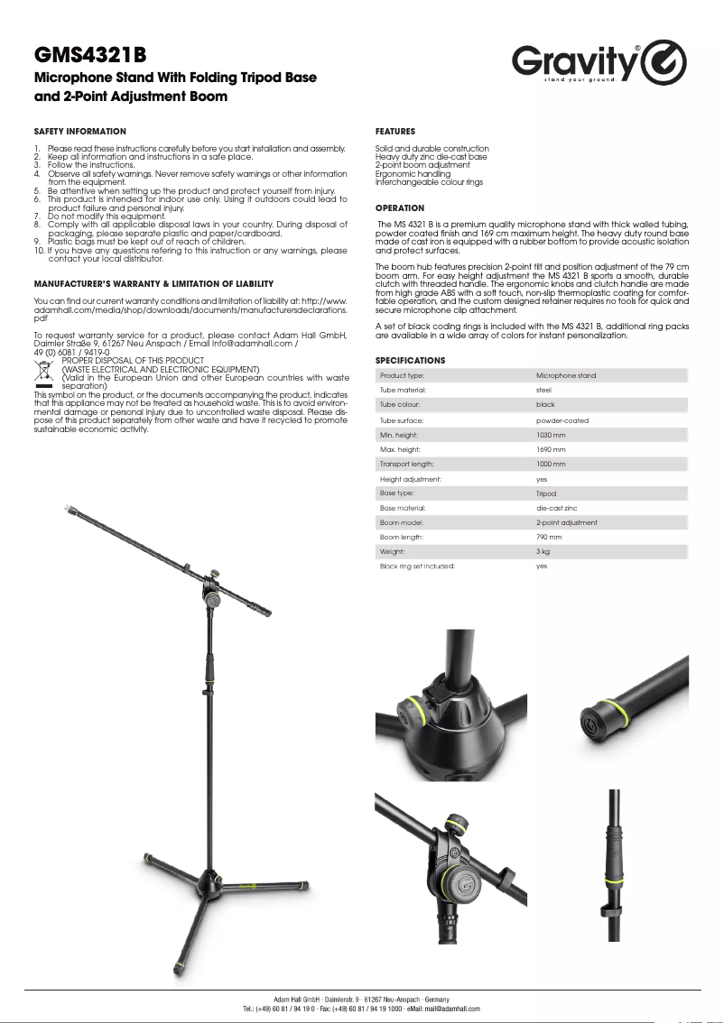 First page image of the manual for GMS4321B