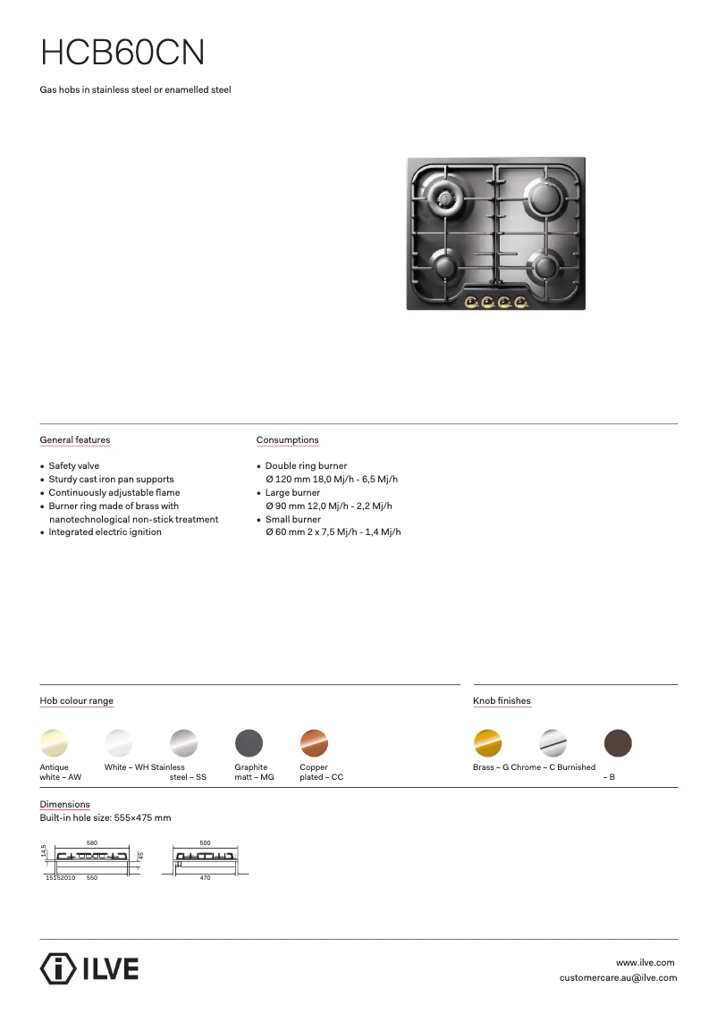 First page image of the manual for HCB60CNMGB