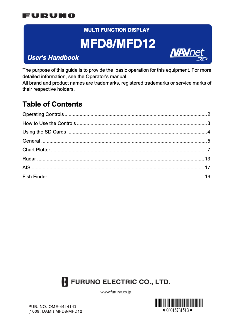 First page image of the manual for MFD8