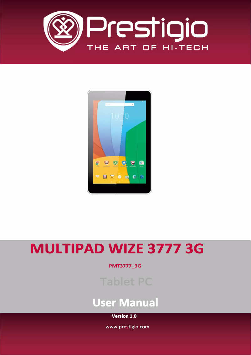 Page 1 of the manual User Manual Prestigio MultiPad COLOR Wize 3777 3G