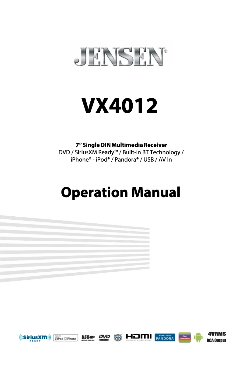 Page 1 of the manual User Manual Jensen VX4012
