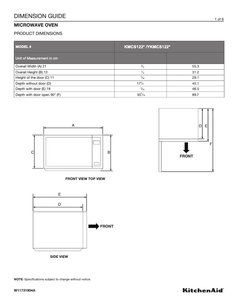 Page 1 of the manual User Manual KitchenAid KMCS122RBS